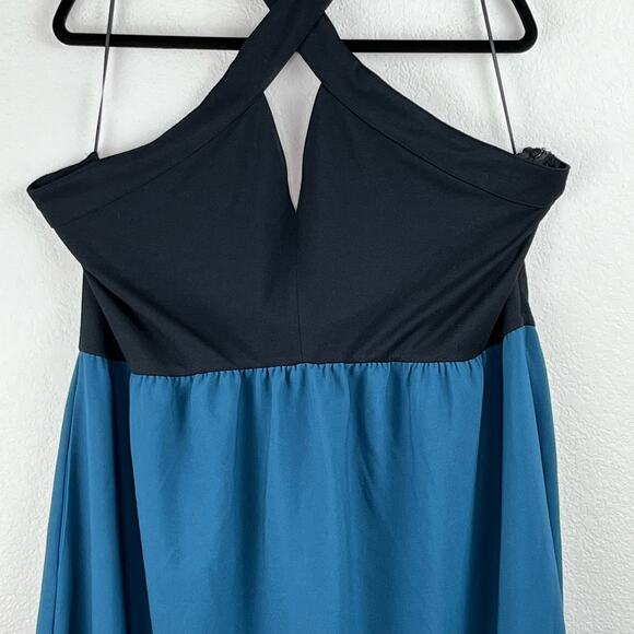 Chelsea28 Mixed Media Colorblock Sleeveless Halter Midi Dress Blue/Black 2X NWT - Picture 6 of 15
